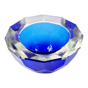 Large Sommerso Faceted Murano Glass Bowl/Catch-All by Mandruzzato, Italy, 1970s