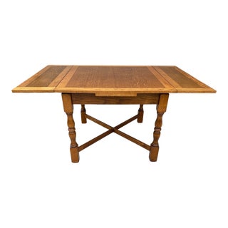 1930s Draw Leaf, Solid Wood, Oak Table For Sale