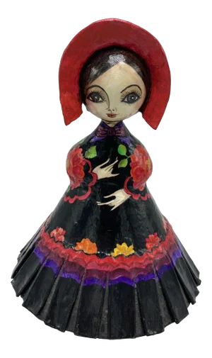 Signed Mexican Folk Art Paper Mache Woman