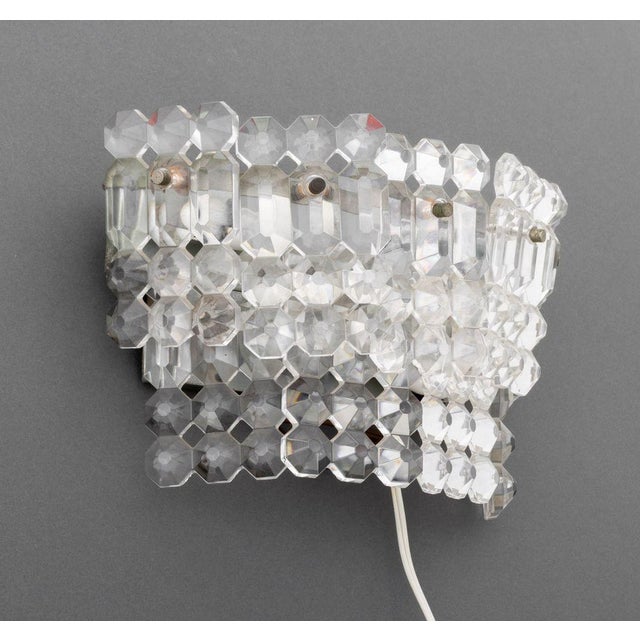 Mid-Century Modern Italian Faceted Glass Wall Sconces, Pair For Sale - Image 3 of 8