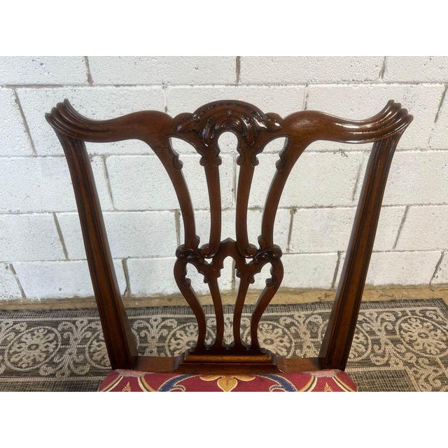Mid 20th Century Chippendale Style Mahogany Upholstered Dining Chairs- Set of 6 For Sale - Image 4 of 12