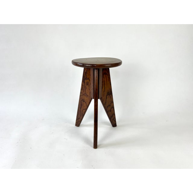 Modernist stool from France c.1940-50 Angular tripod base, circular top. Reminiscent of Jean Prouvé. Very good vintage...