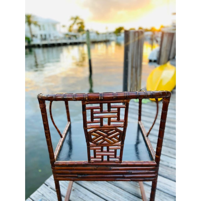 19th Century English Colonial Chinese Fretwork Back Chinoiserie Bamboo Chair. For Sale - Image 11 of 11
