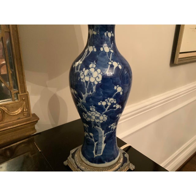 Late 19th Century hand-painted blue and white Chinese vase in the cherry blossom pattern. Per my grandmother, it was...
