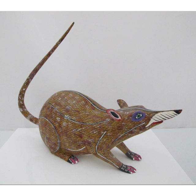 Alebrije Oaxaca Mexico Morales Folk Art Carved Wood Rat Figurine Sculpture For Sale In Portland, OR - Image 6 of 10