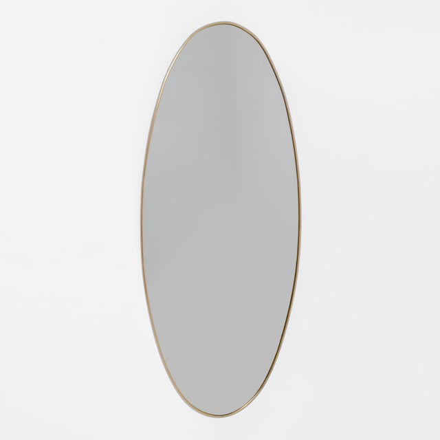 Mid-Century Modern Large Mid-Century Modern Italian Brass Wall Mirror by Gio Ponti, 1950s For Sale - Image 3 of 10