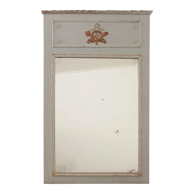 French 19th Century Painted Trumeau With Original Mirror Glass For Sale