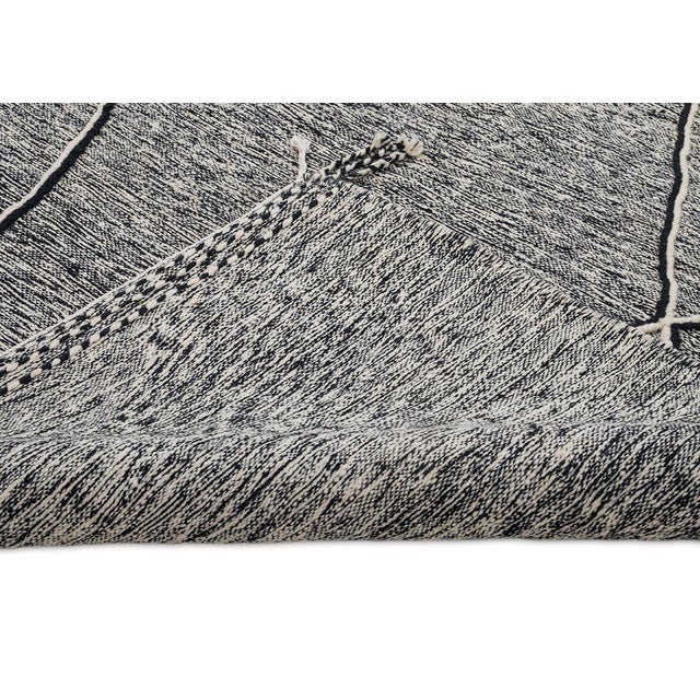 Black Premium Handwoven Moroccan Wool Rug | 10'4" X 6'4" | One of a Kind For Sale - Image 8 of 9