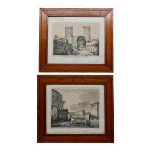 Pair of Antique Framed Engravings — Granet, Roman Architecture, 19th Century