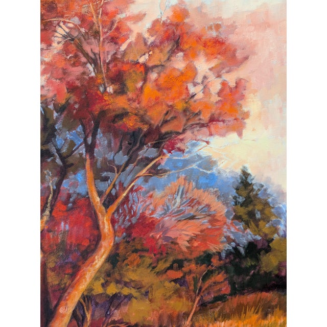 Nancy Paris Pruden "Orange Light" Contemporary Naturalistic Forested Nature Path Landscape Painting, 2020s For Sale - Image 11 of 11