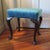 Antique 18th c. English Georgian stool with graceful outswept cabriole legs ending in pad feet. Upholstered in blue...