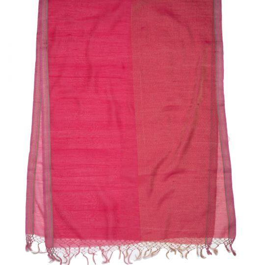 Indian Bijou Deep Pink Silk-Cotton Scarf For Sale - Image 3 of 4