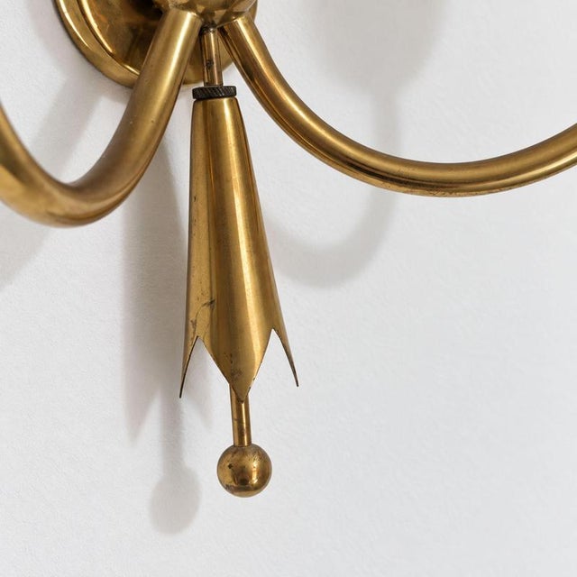 Mid-Century Modern Brass Wall Lights by Angelo Lelii for Arredoluce, 1940s, Set of 2 For Sale - Image 6 of 9