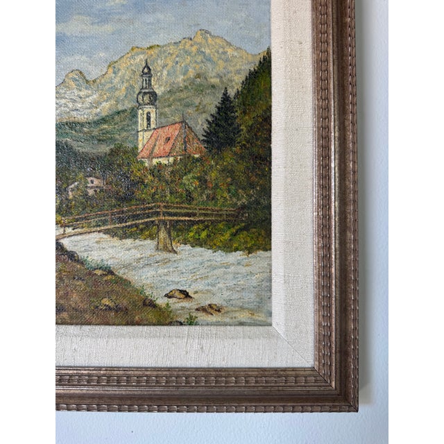 Green 1990’s Vintage Pa Impressionist River Landscape Oil on Artist Board - Wood Framed For Sale - Image 8 of 10