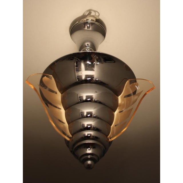 Metal Art Deco Pendant Lamp by Henri Petitot for Maison Petitot, 1930s For Sale - Image 7 of 12