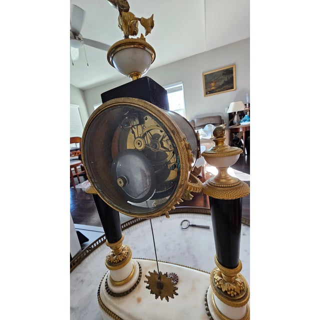 Late 18th Century Louis XVI Ormolu-Mounted Black and White Marble Mantel Clock by Rouviere For Sale - Image 10 of 12