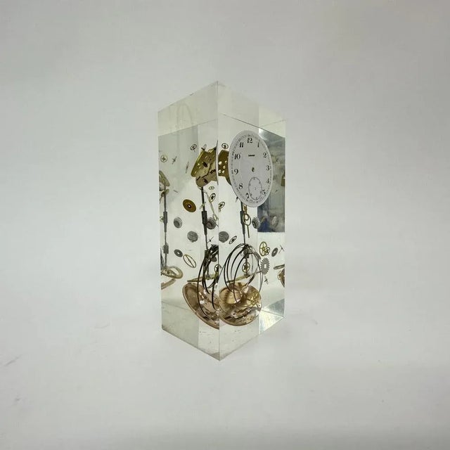 Clock in Acrylic Glass by Pierre Giroudon, France, 1970s For Sale - Image 3 of 8