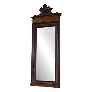 Antique Walnut Framed Full-Height Floor or Wall Dressing Mirror, 19th Century For Sale