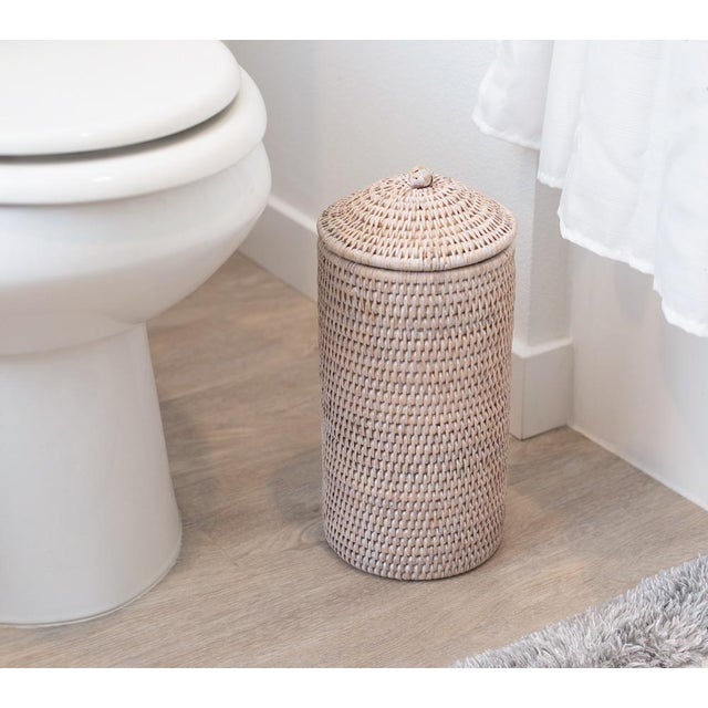 Artifacts Rattan Double Toilet Roll Holder in White Wash Chairish
