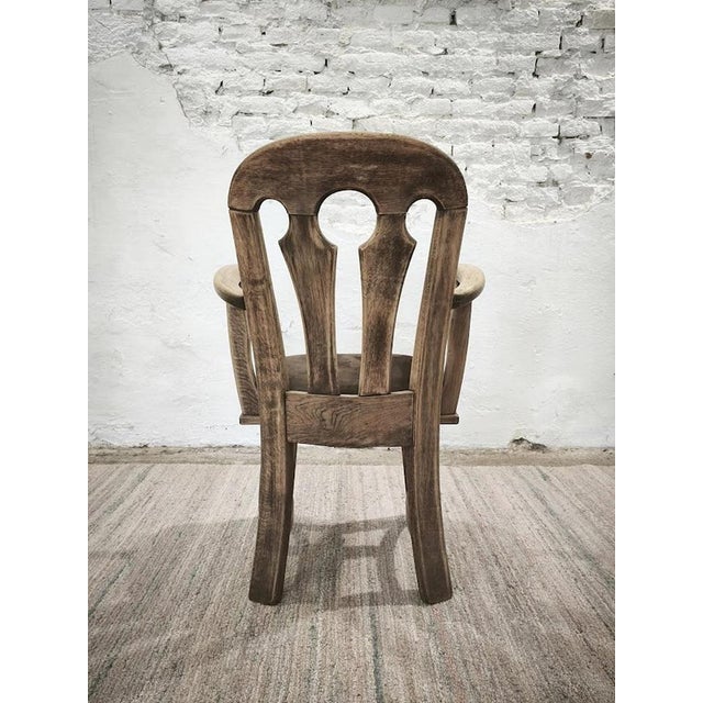 Dutch Brutalist Oak Armchair with Leather Seat, 1970s For Sale - Image 6 of 16