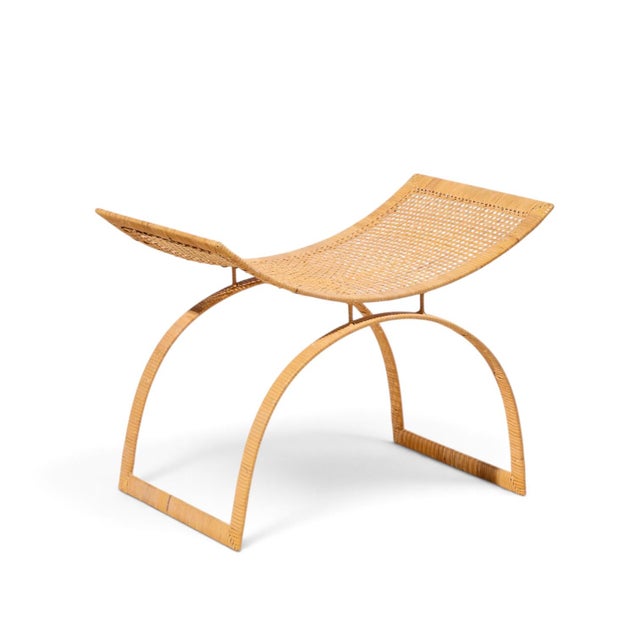 Harvey Probber Artisan Collection Mid Century Rattan Over Steel Stools - Pair For Sale - Image 9 of 12