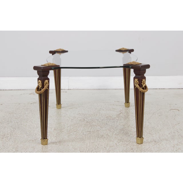 1960s Vintage Louis XVI Dore Glass Coffee Cocktail Table For Sale - Image 5 of 13