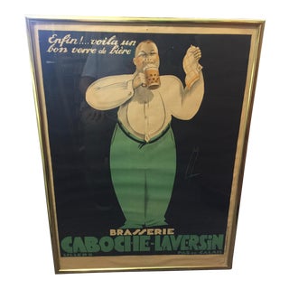 Antique French Beer Advertising Poster Caboche-Laversin For Sale