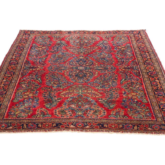 Neoclassical Vintage Persian Sarouk Rug - 03'05 X 04'09 For Sale - Image 3 of 9