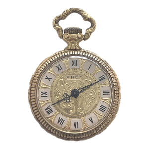 Vintage Frey Pendant Pocket Watch Repousse Case 18k Yellow Gold