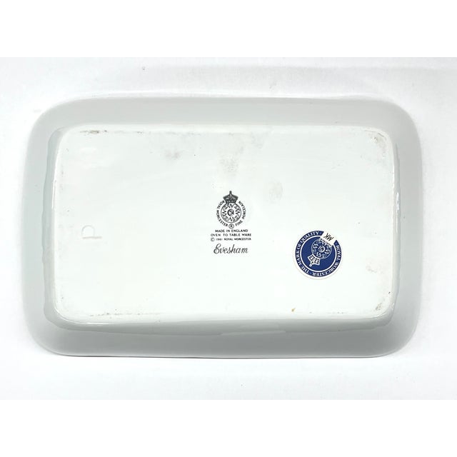 Royal Worcester Vintage New Old Stock New in Box Royal Worcester Oven to Tableware Evesham Gold Rectangular Porcelain Buffet Dish - Signed For Sale - Image 4 of 10