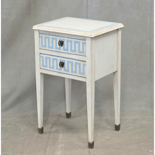 Vintage Mahogany Nightstands With Handpainted Greek Key Motif - A Pair For Sale - Image 4 of 15