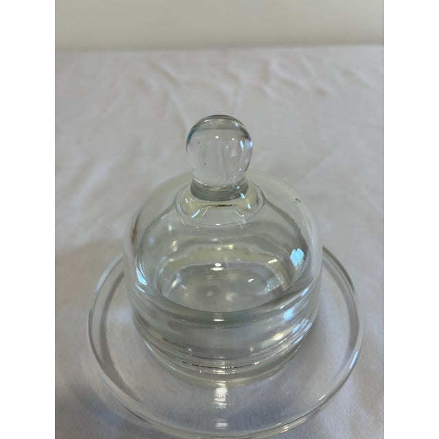Farmhouse Vintage Clear Glass Individual Butter Dish With Domed Lid For Sale - Image 3 of 8