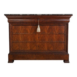 19th Century Louis Philippe Mahogany Commode With Gray Marble and Bracket Feet For Sale