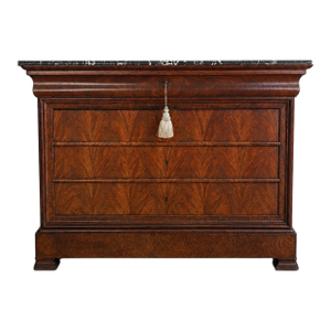 19th Century Louis Philippe Mahogany Commode With Gray Marble and Bracket Feet