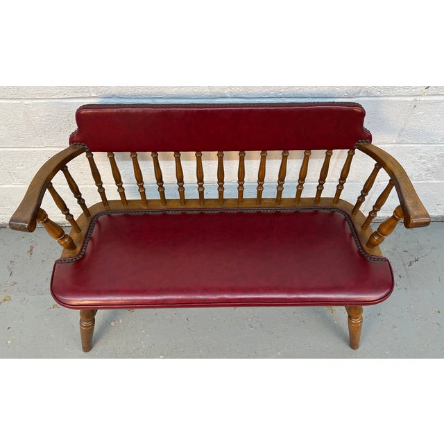 Farmhouse Vintage Farmhouse Windsor-Style Spindle Bench For Sale - Image 3 of 8