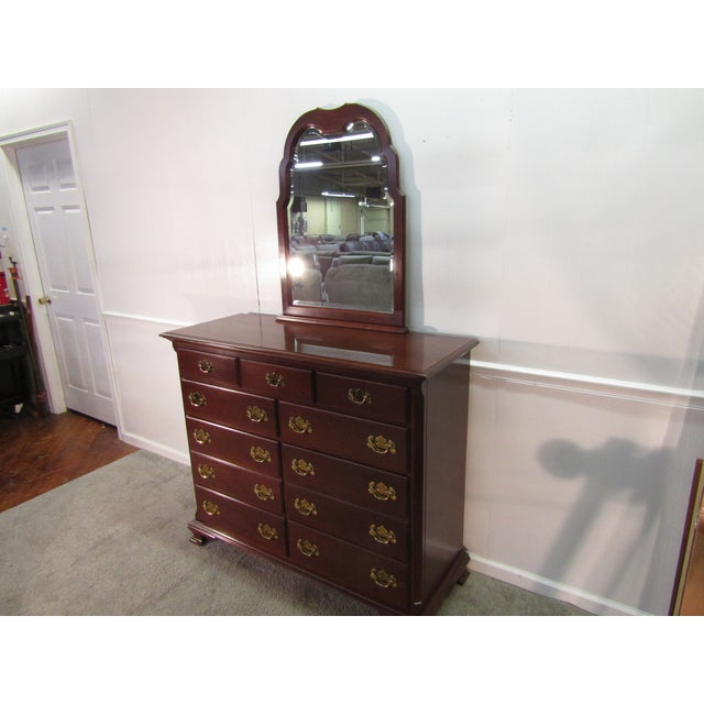 Traditional Colonial Furniture Solid Cherry Dresser With Mirror For Sale - Image 3 of 8