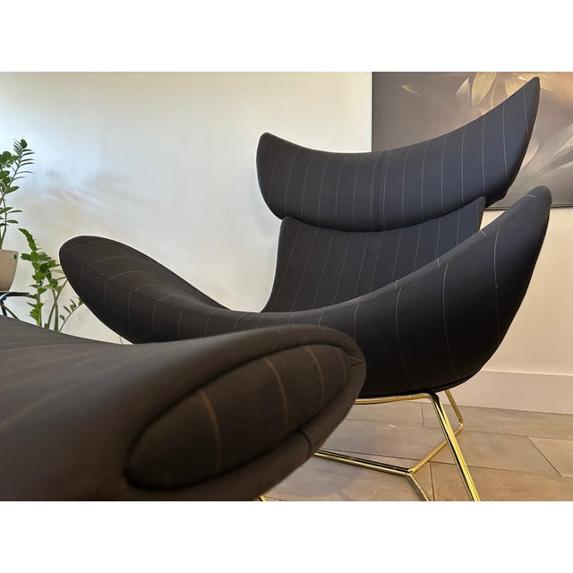 BOBO Imola Living Chair With Foostool Brass Legs ( Unique Fabric ) For Sale - Image 4 of 7