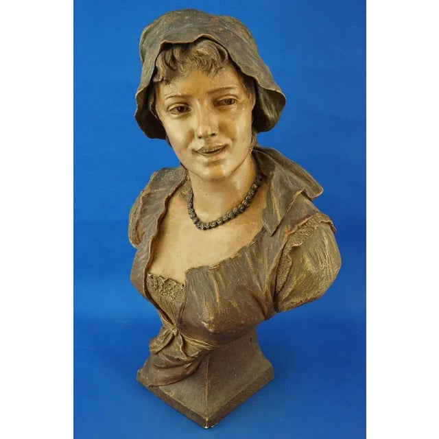 Art Nouveau Bust Sculpture of Peasant Woman in Terracotta from Friedrich Goldscheider, Austria, 1800s For Sale - Image 15 of 18