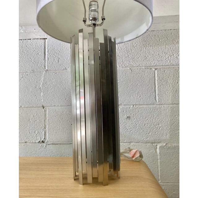 Vintage Modern Metal Brutalist Table Lamps in the Style of Paul Mayen For Sale - Image 9 of 10