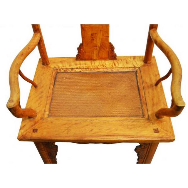 Mid 19th Century Antique Hand Carved and Lacquered Elmwood Chair from 19th Century China For Sale - Image 5 of 9