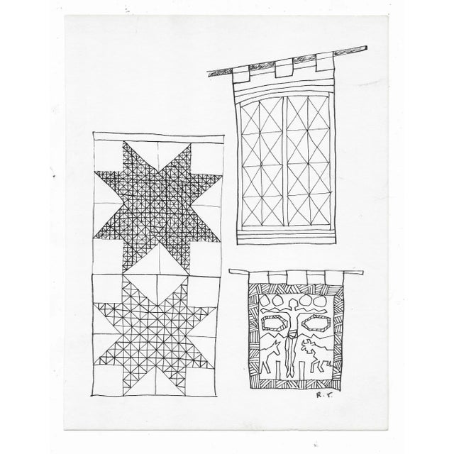 Drawing of banners or fabric studies from the estate of Florida artist Dr. Ronald Frank Yrabedra (1944-2022). Yrabedra...