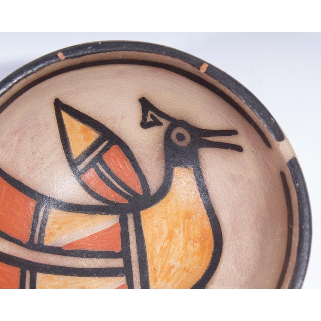 Signed Santo Domingo Pueblo Bowl With Bird by Warren Coriz For Sale - Image 4 of 9