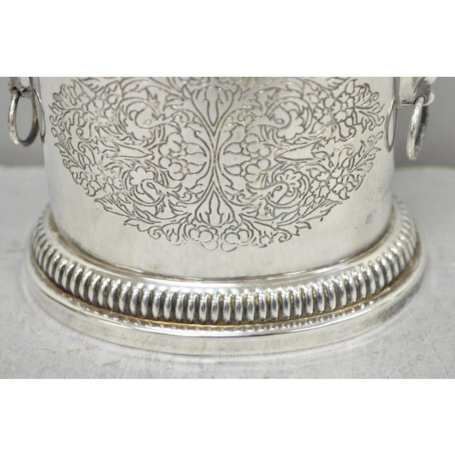 Late 20th Century Vintage English Regency Silver Plated Small Lion Head Oval Desk Biscuit Barrel For Sale - Image 5 of 12