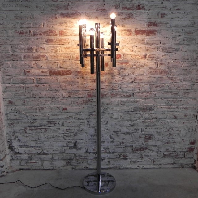 Standing Chrome Lamp Uplight with 8 Lights, 1970s For Sale - Image 14 of 18