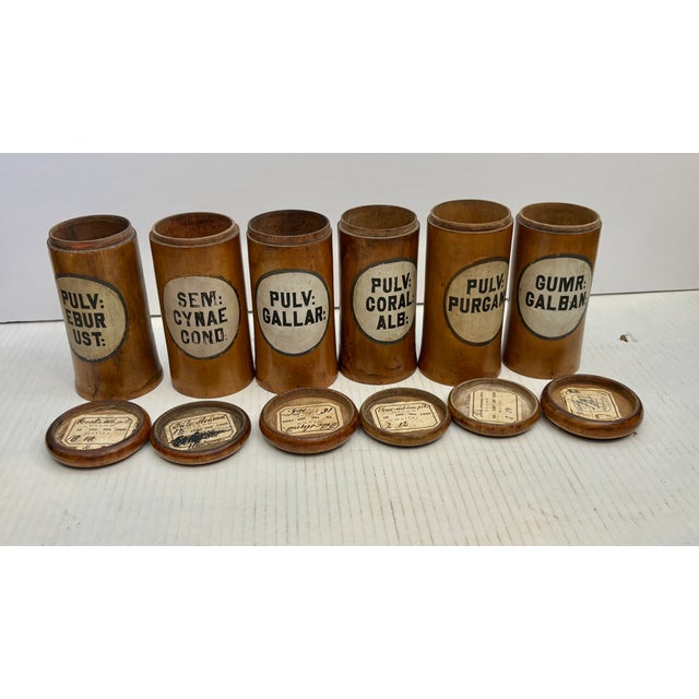 Set of 6 Antique Treen Apothecary Jars / Canisters For Sale - Image 9 of 12