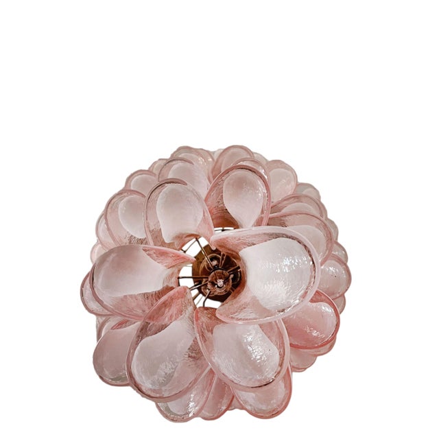 Murano Blush Pink Glass Chandelier with Hand-Blown Petals from Justfurnituress SRL For Sale - Image 4 of 18