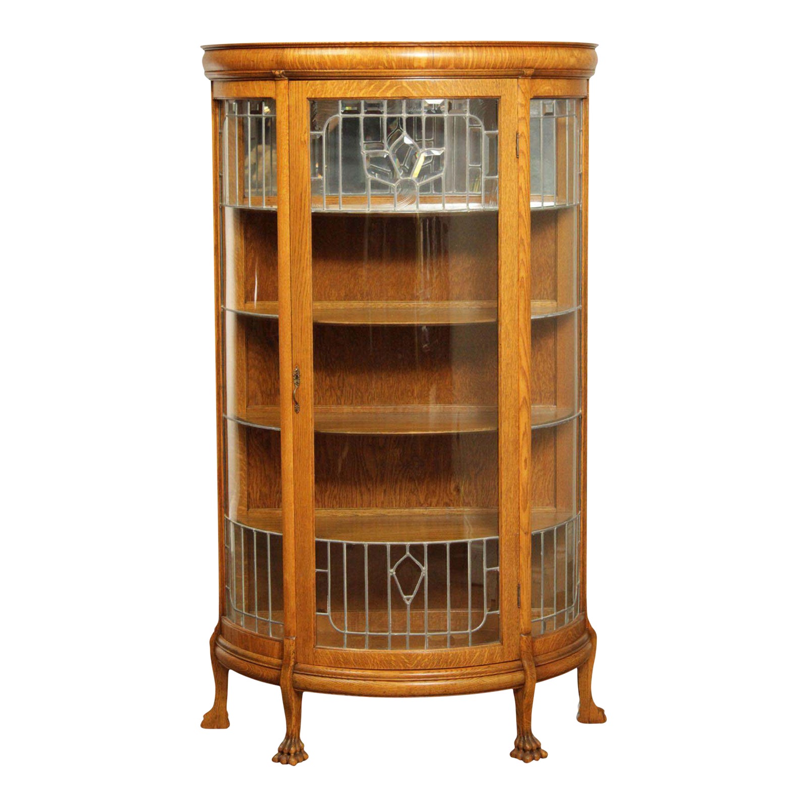 Antique Victorian Curved Leaded Glass Oak China Chairish