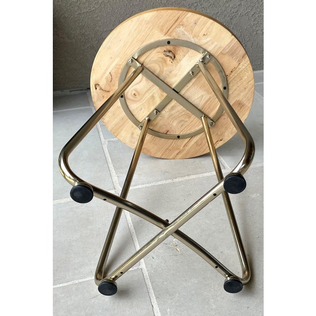 Industrial Modern Artisan Handcrafted Natural Rubberwood & Steel Occasional Table For Sale - Image 10 of 12