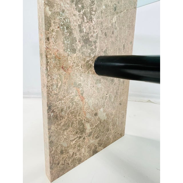 Vintage Marble & Glass Dining Table, Italy 1980s. For Sale - Image 11 of 12