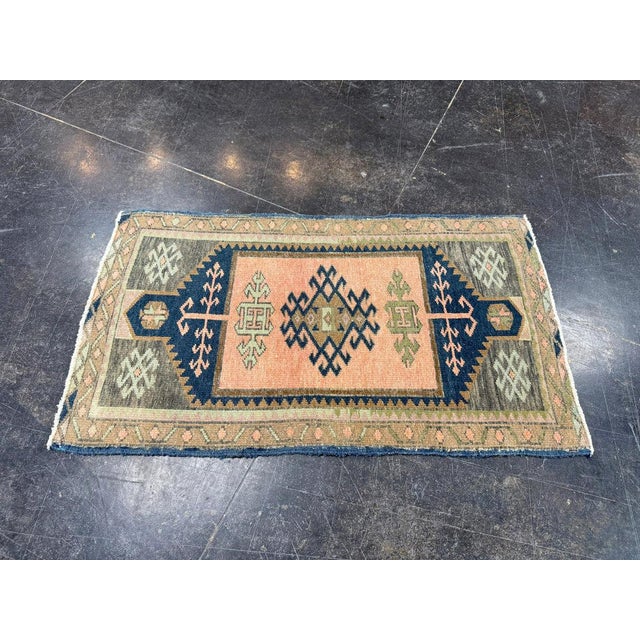 Turkish Mini Rug Oriental Hand Knotted Vintage Rug 1'9" x 3' #17909 For Sale - Image 4 of 8